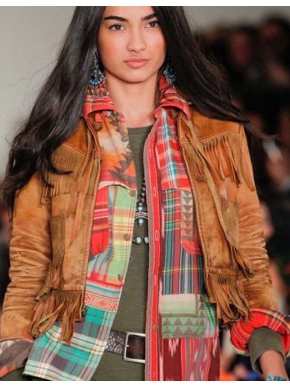 Polo Ralph Lauren 2014 Southwest Fringed Cognac Leather Jacket